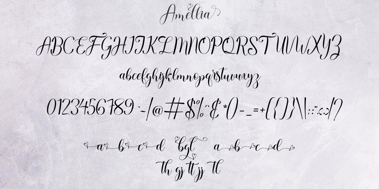 Amellia Script Regular Font preview